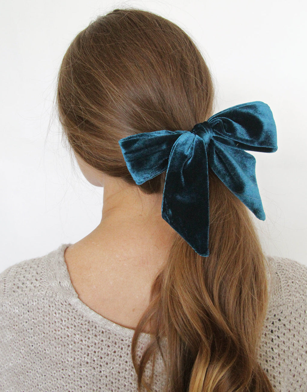 Teal Shadow - Velvet Hair Ribbon