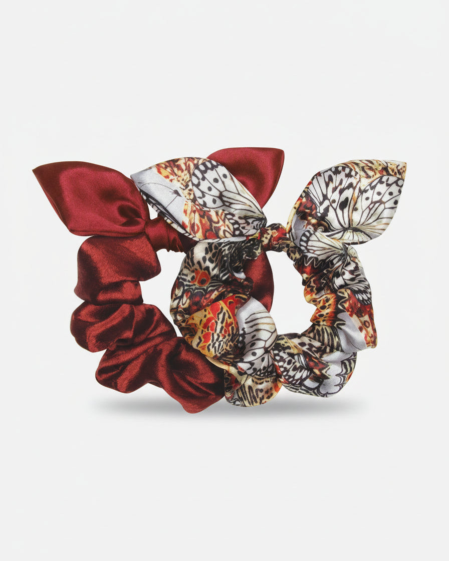 Winter Butterfly Bow Scrunchies - 2 Pk