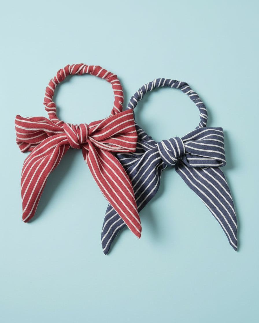 School Daze - 2 Pack Skinny Bow Scrunchies