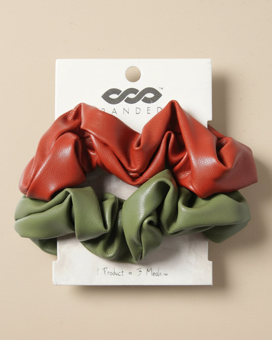 Faux Leather Scrunchies